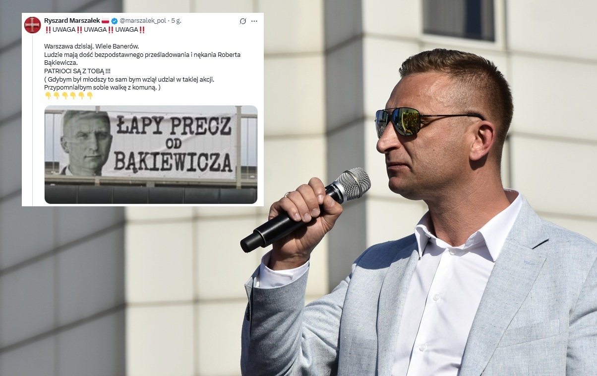 "Łapy precz od Bąkiewicza". W Warszawie pojawiły się banery