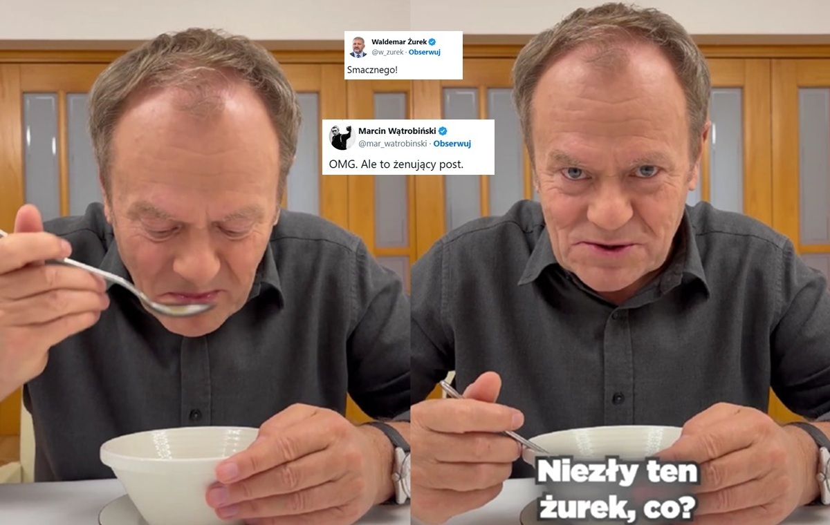 Infantylne! Tusk chwali się, iż je zupę. "Niezły ten Żurek"