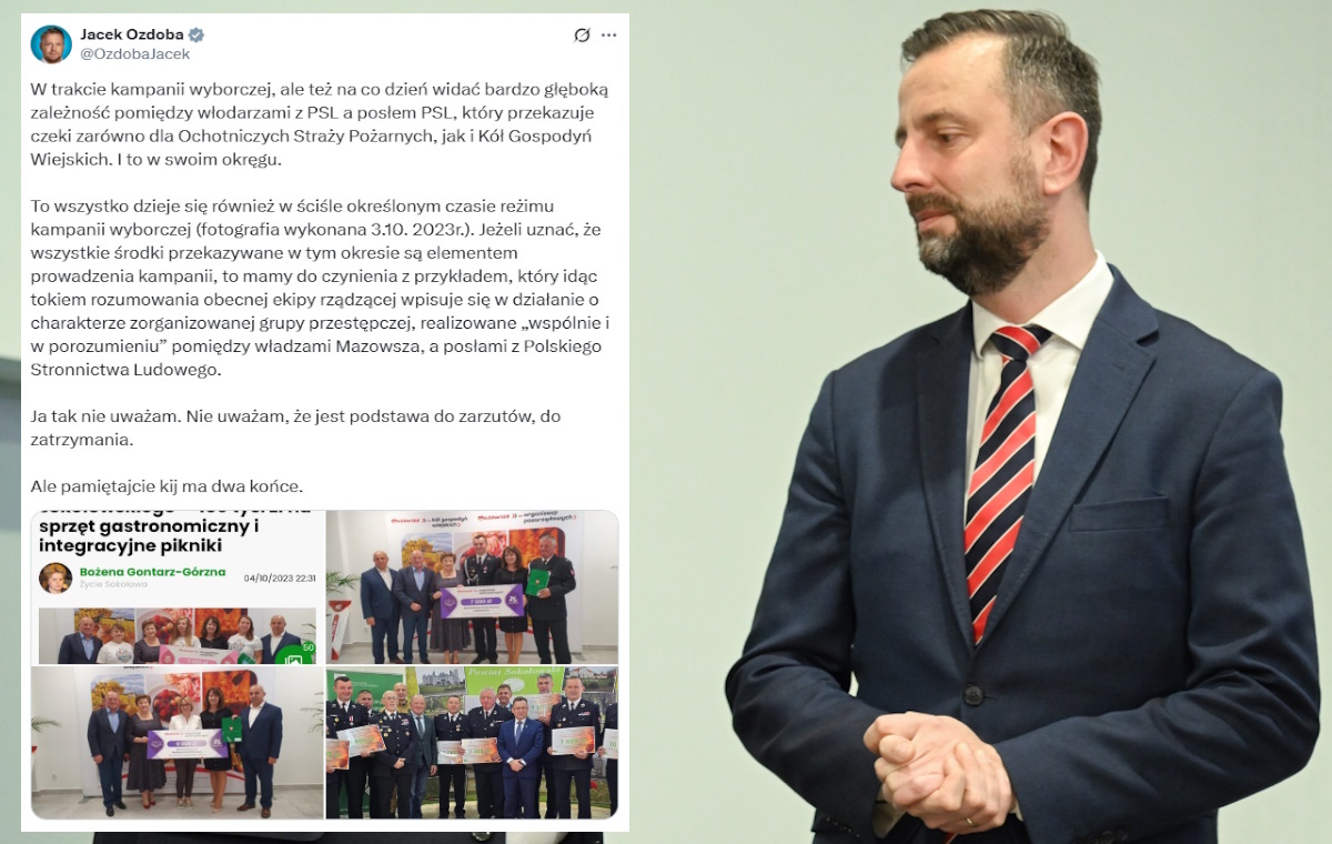Ozdoba przypomniał czeki dla OSP od polityków PSL