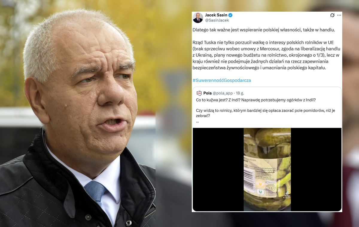 Ogórki z Indii w Biedronce. Znamienny komentarz Jacka Sasina