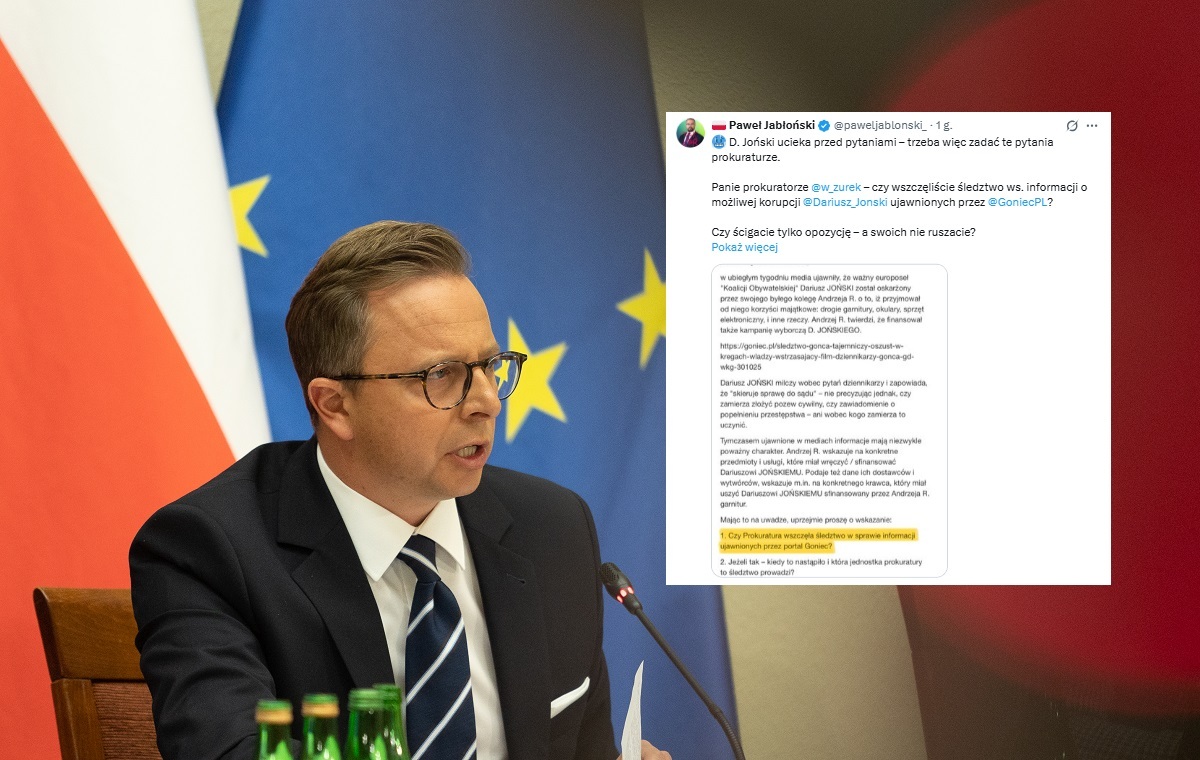 Jabłoński pyta o Jońskiego. "Prokuratura wszczęła śledztwo?"