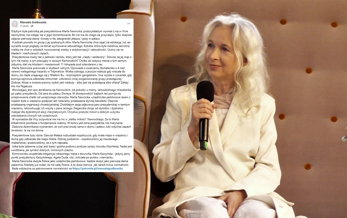 Co za jad! Gretkowska drwi z Pierwszej Damy