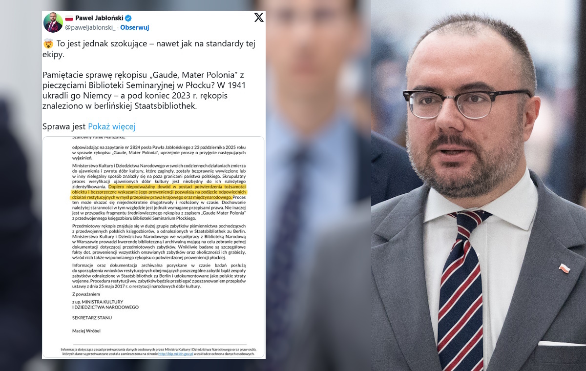 MKiDN kluczy ws. odzyskania zabytku. Jabłoński: Ręce opadają