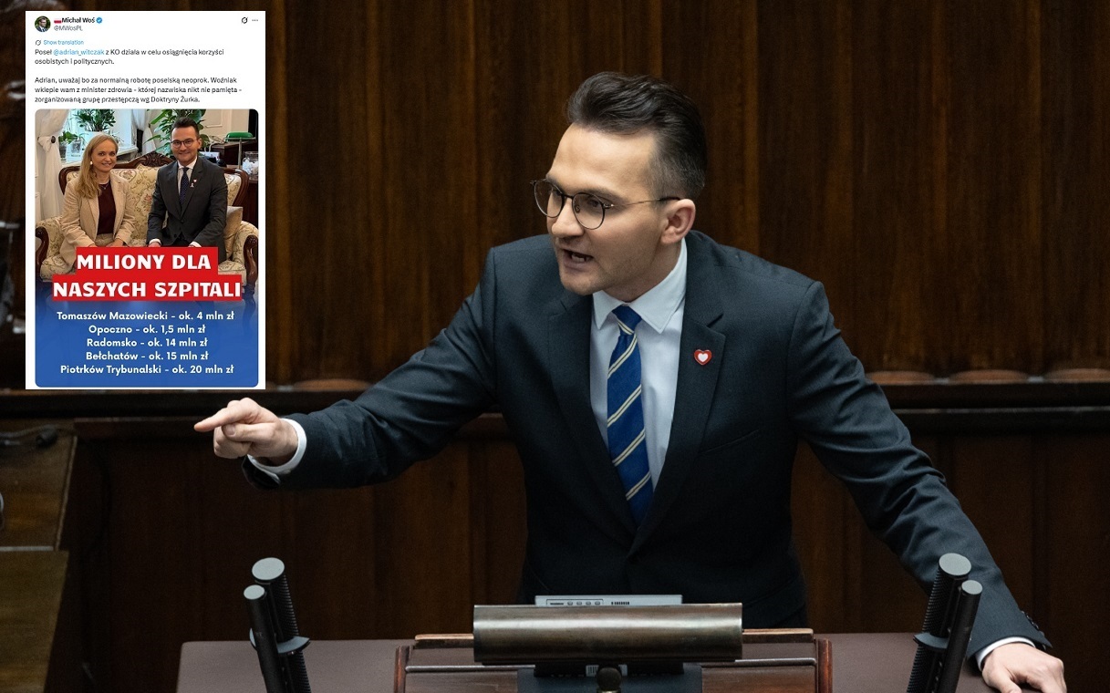 Witczak chwali się "milionami dla szpitali". Woś odpowiada