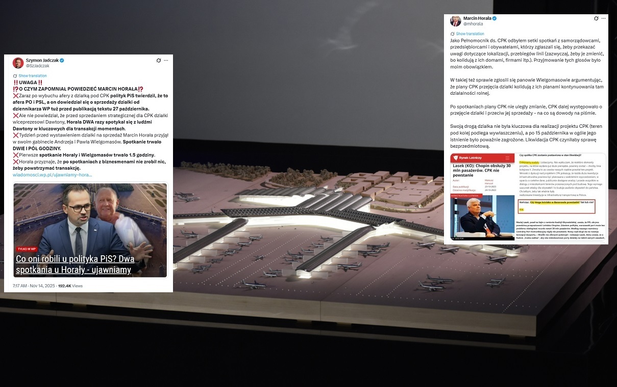 CPK i Dawtona. Horała reaguje na doniesienia medialne