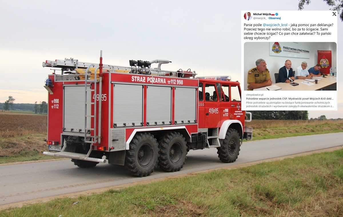 Poseł KO obiecał załatwić środki dla OSP. Zareagował Wójcik