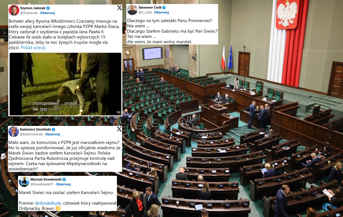 Siwiec szefem kancelarii Sejmu? "PZPR przejmuje kontrolę"