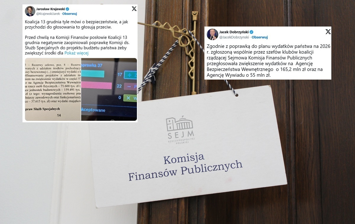 Są poprawki do budżetu. Więcej środków na służby. Ale?