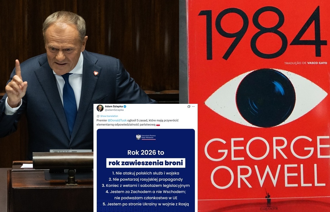 "5 żelaznych zasad" Tuska, czyli Orwell wiecznie żywy