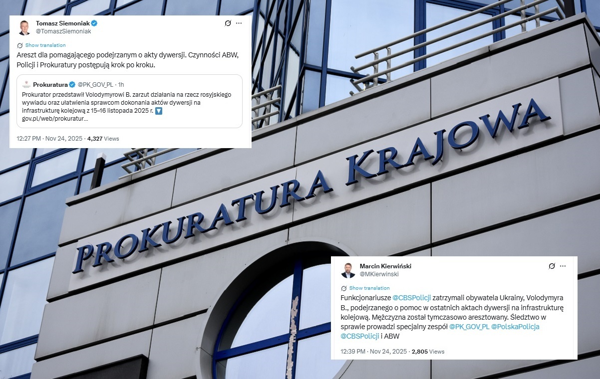 Akty dywersji na kolei. Trzecia osoba z zarzutami