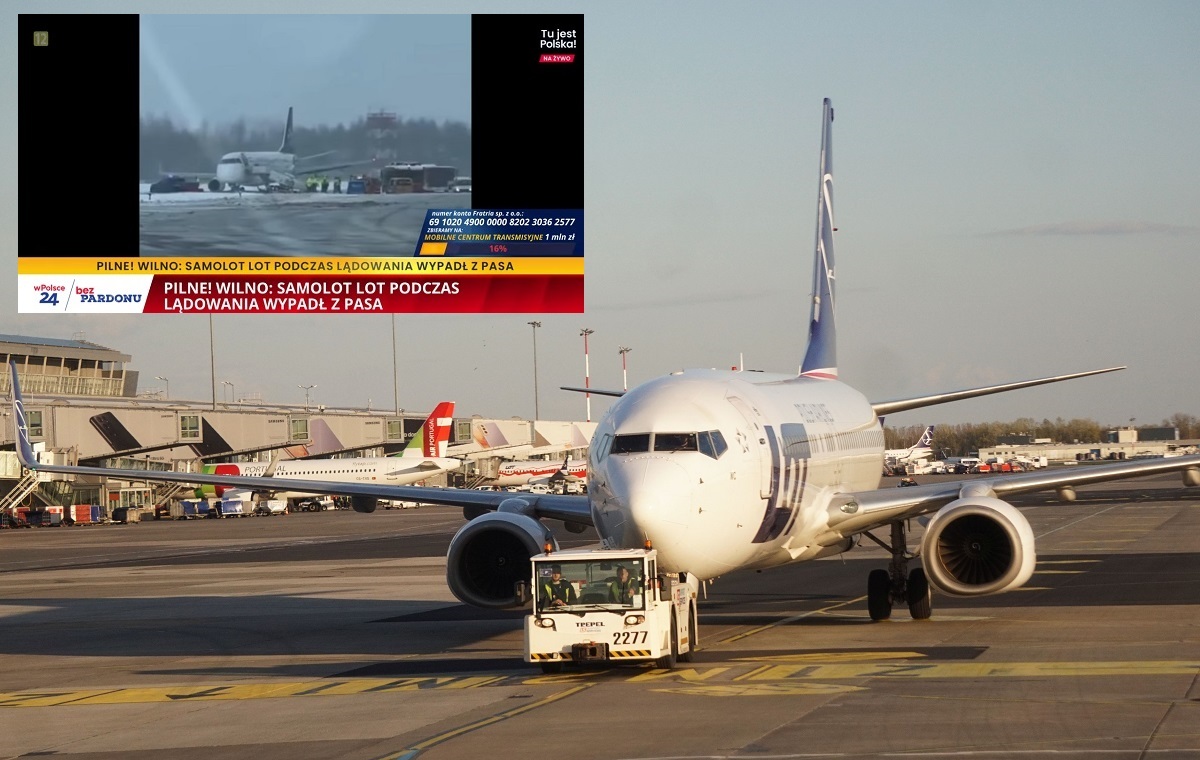 Samolot LOT-u wypadł z pasa startowego na lotnisku w Wilnie!