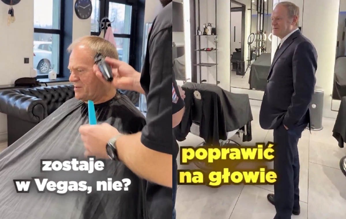 Tusk próbuje ocieplać swój wizerunek... wizytą u barbera
