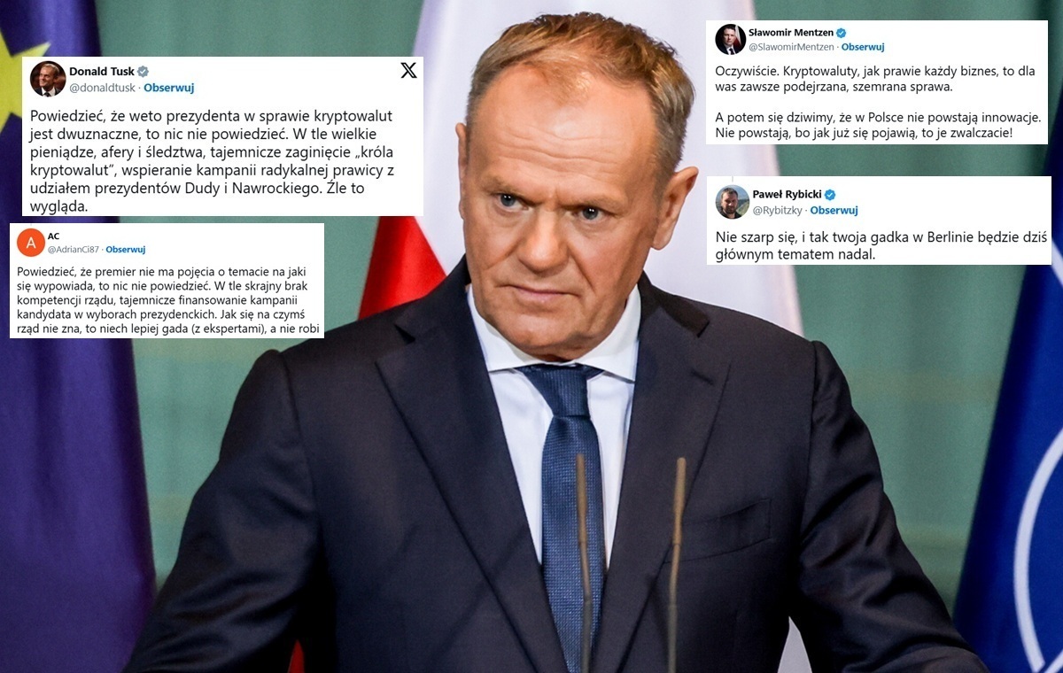 Tusk uderzył w prezydenta ws. kryptowalut. Burza w sieci
