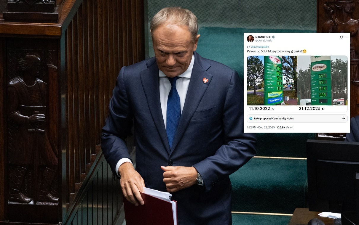 Tusk chwali się... paliwem po 5,18! "Mogę być winny grosika?