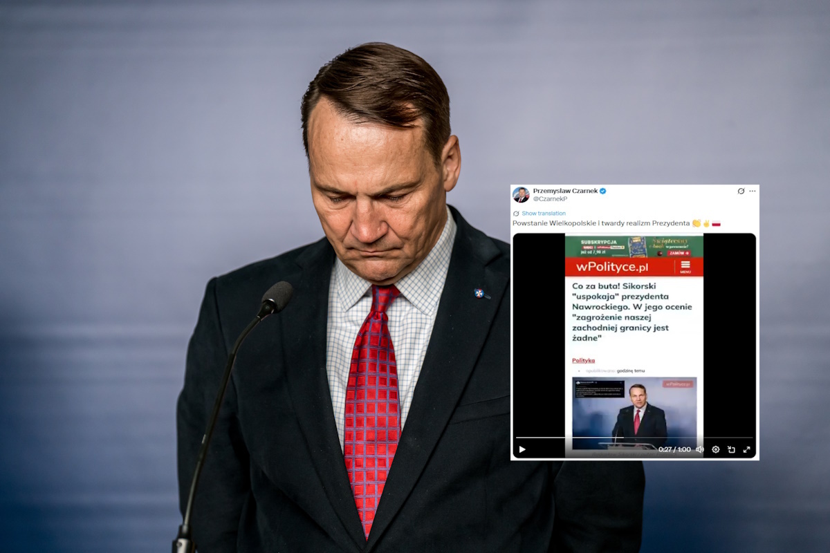 Prof. Czarnek udziela lekcji Sikorskiemu. W tle prezydent