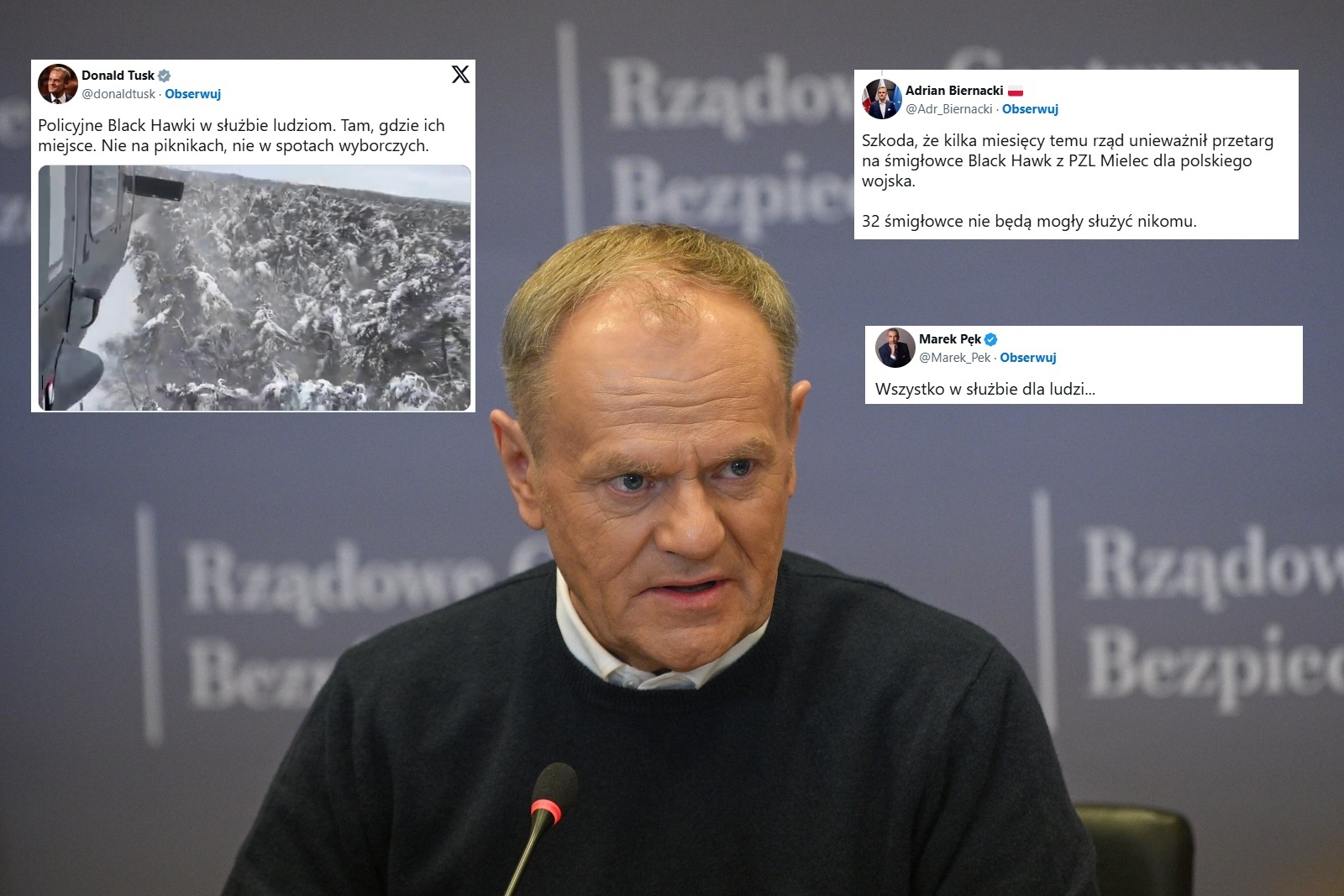 Tusk używa Black Hawka do atakowania rywali. "Propagandówka"