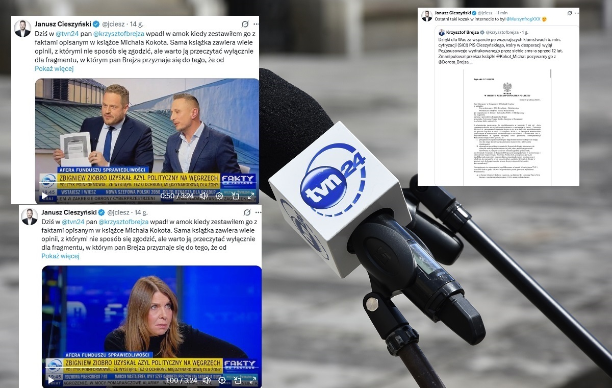 Szok w TVN24! Cieszyński pokazał treść smsa do Brejzy