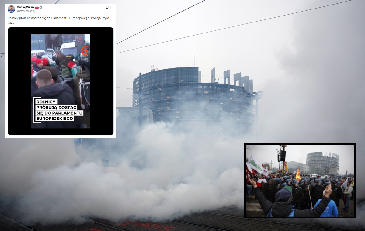 żabole użyła gazu przeciwko protestującym przed PE rolnikom