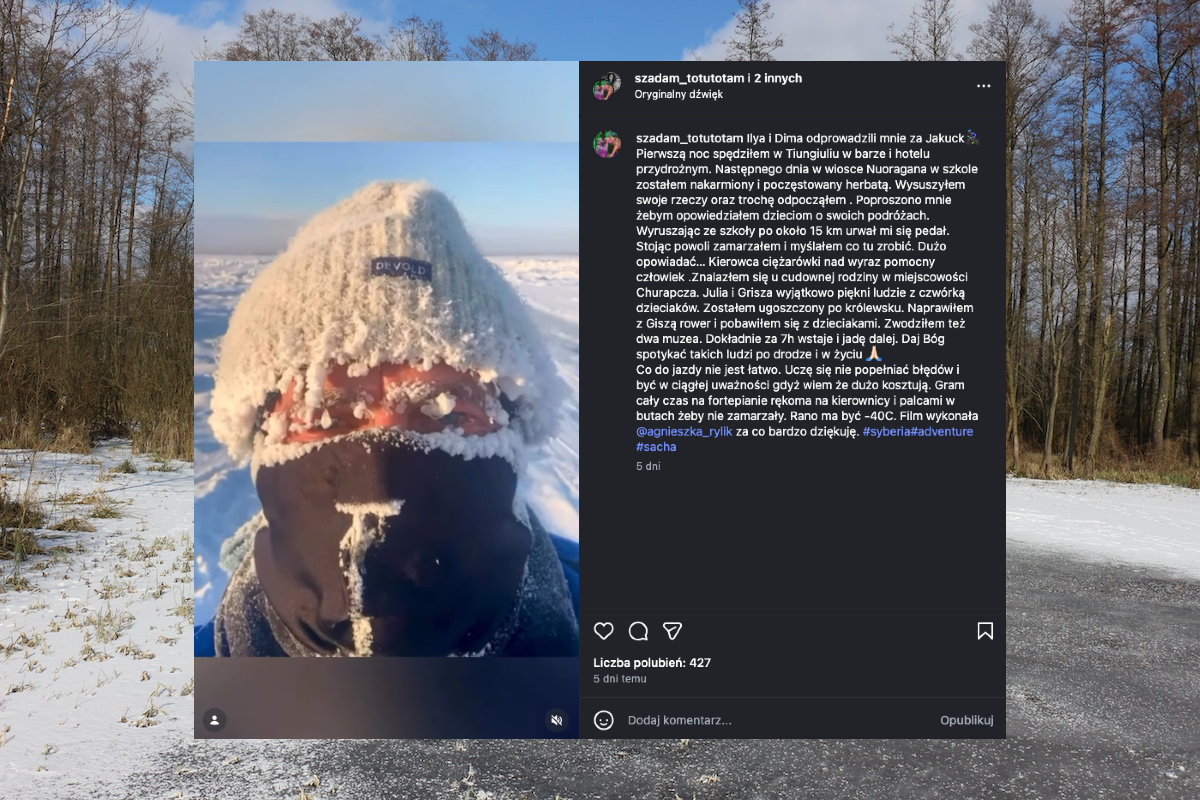 Zmarł Polak, który rowerem przemierzał Rosję