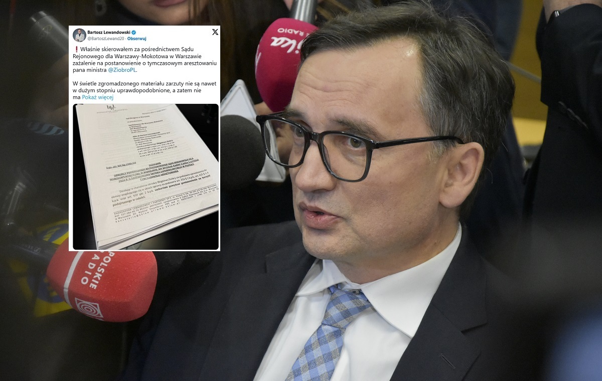 Jest zażalenie na areszt dla Ziobry! Lewandowski argumentuje