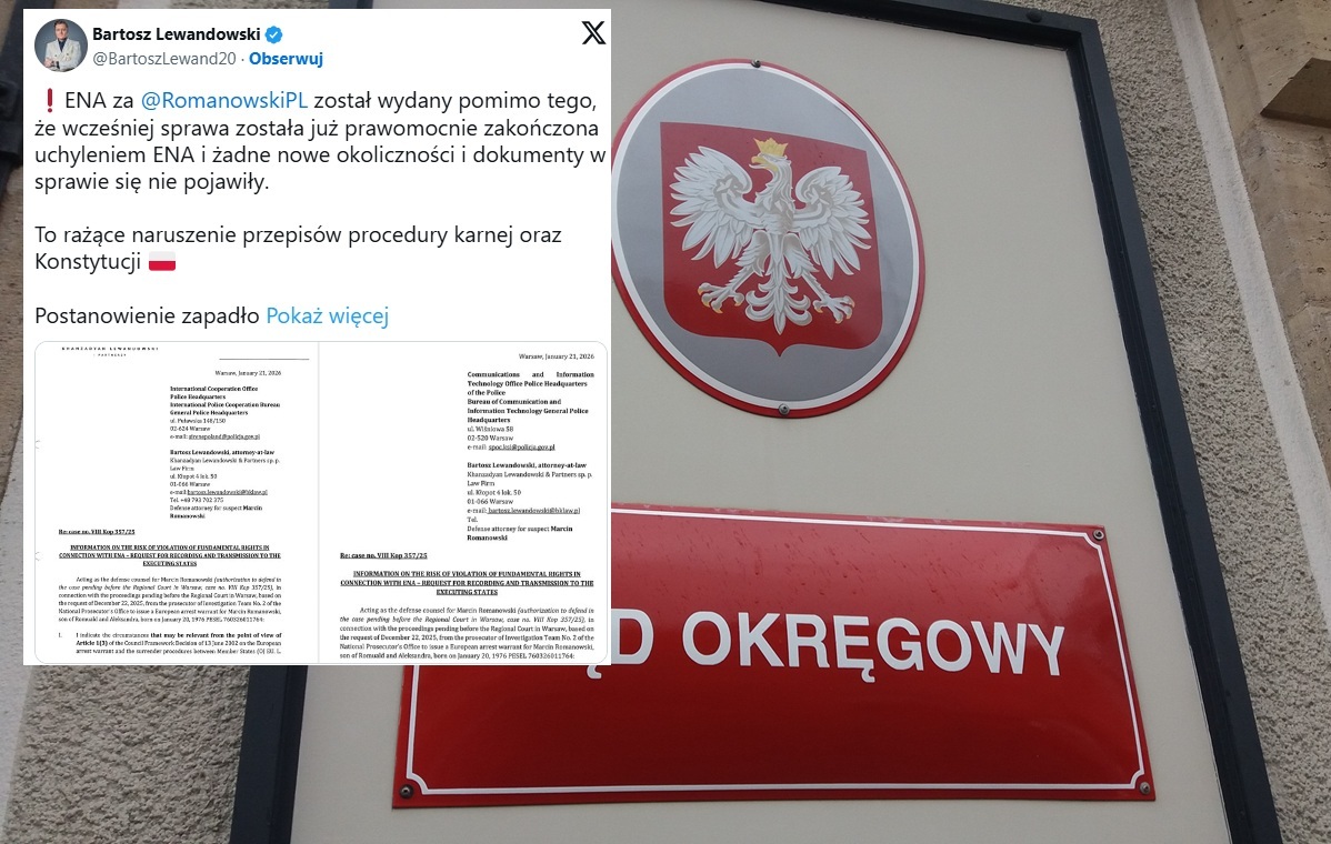 ENA wobec Romanowskiego. Mec. Lewandowski: To rażące naruszenie