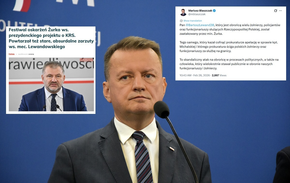 Błaszczak o atakach Żurka na Lewandowskiego. interesujący kontekst!