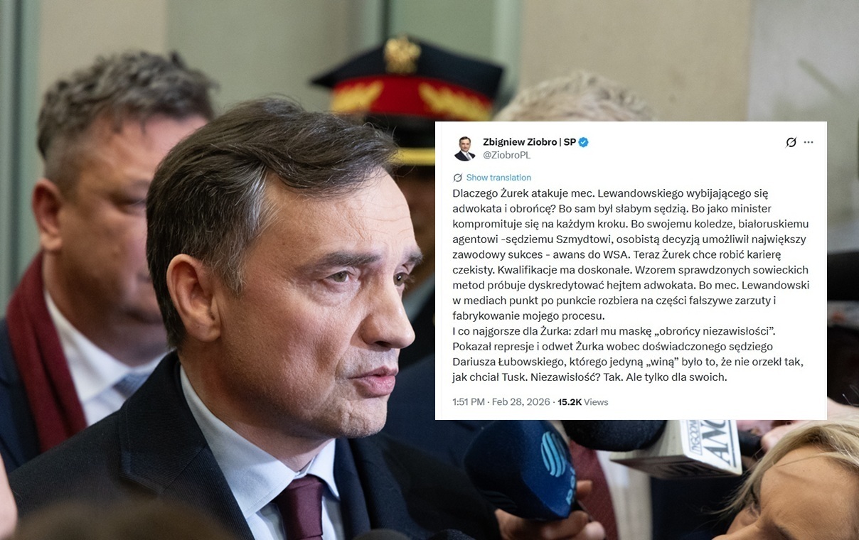 Ziobro: Żurek chce robić karierę czekisty. Ma kwalifikacje