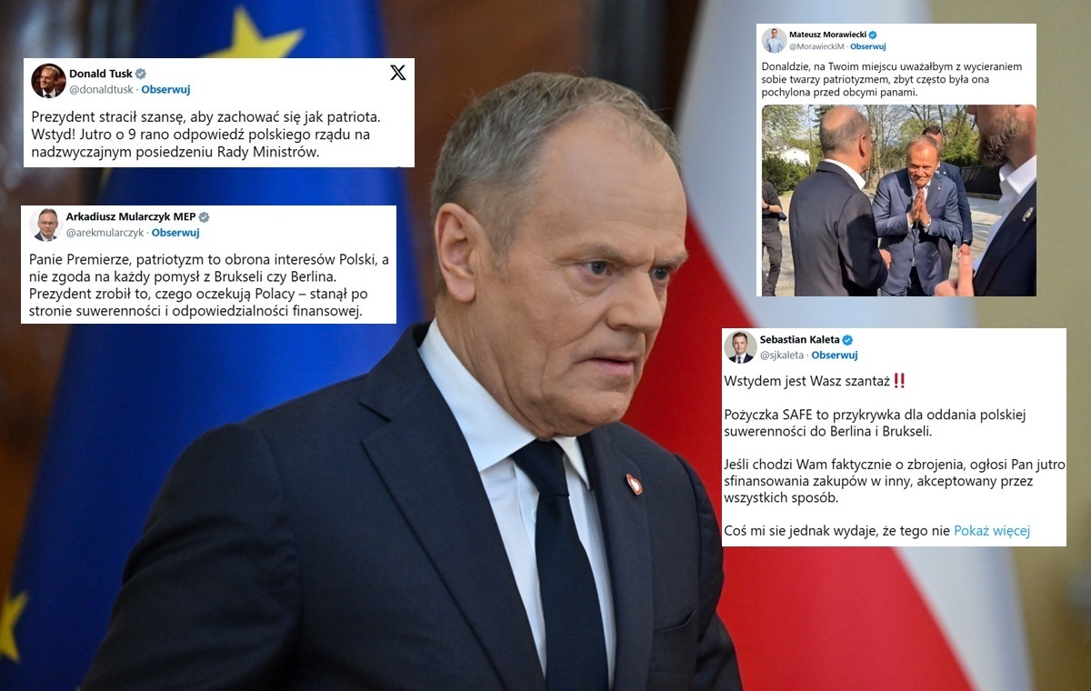 Wściekły atak Tuska na prezydenta po decyzji o wecie wobec SAFE!