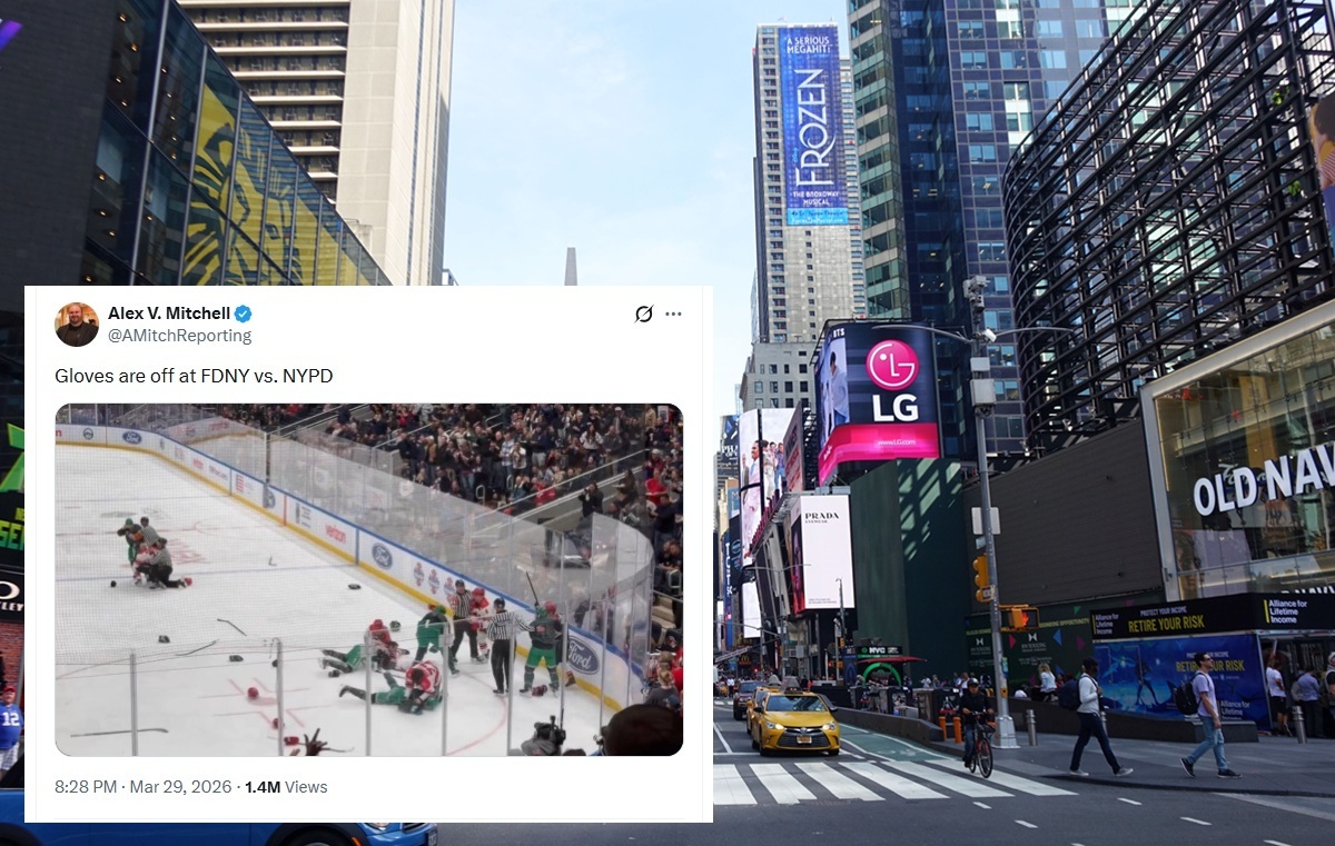 Wielka zadyma na meczu hokejowym w Nowym Jorku!