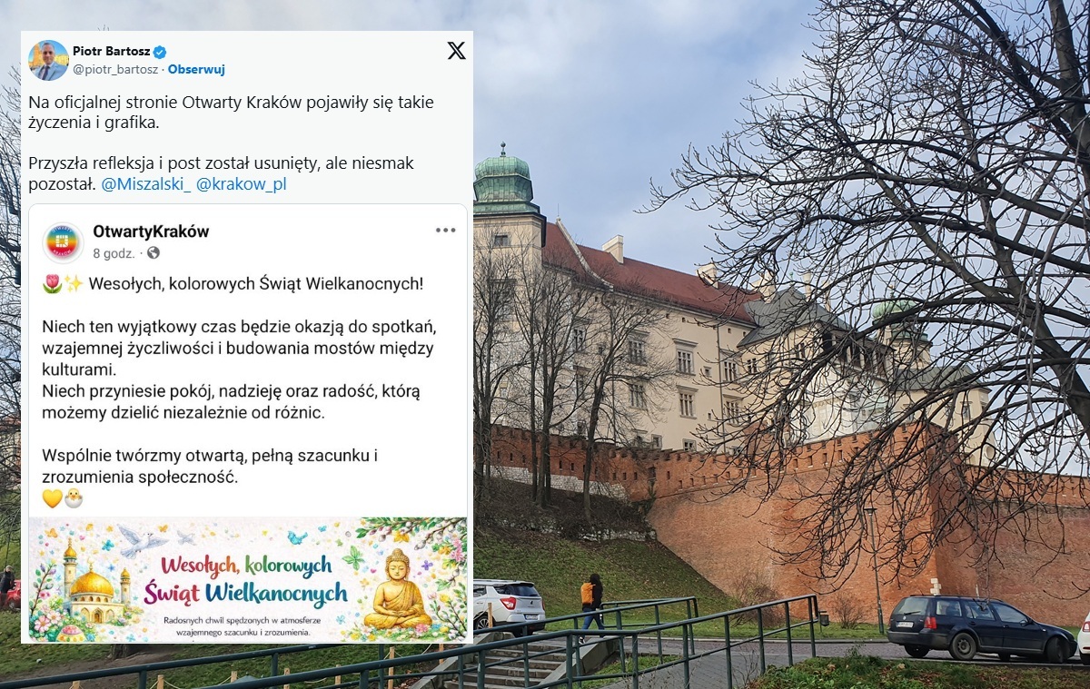 On the Krakow portal, Easter wishes with the mosque and Buddha!