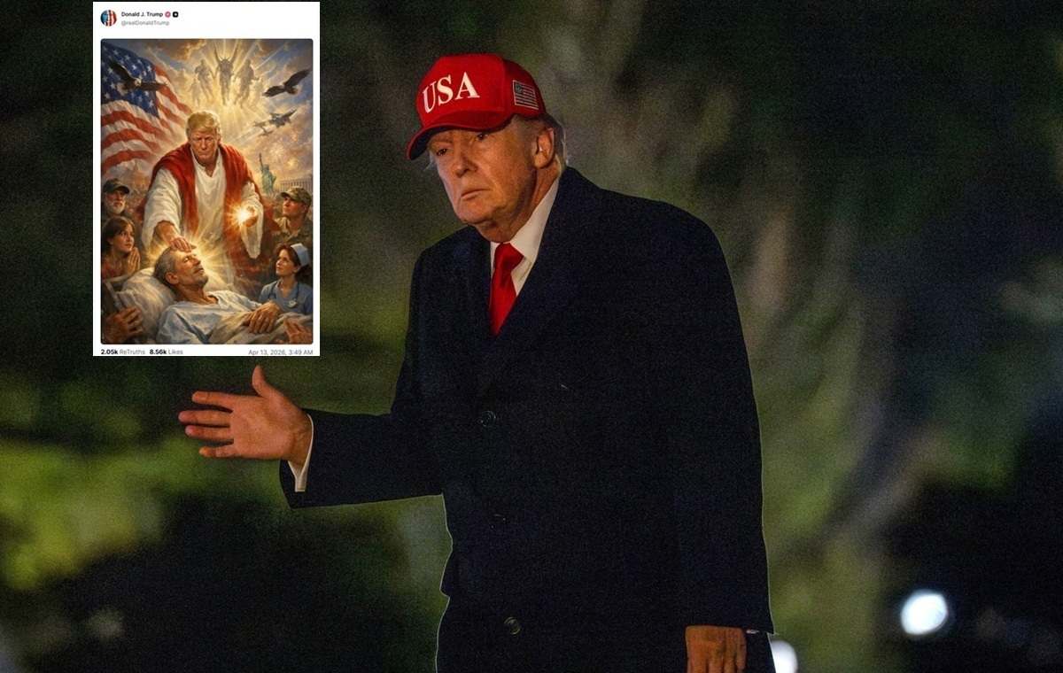 Oburzające! Trump na grafice występuje jako... Jezus