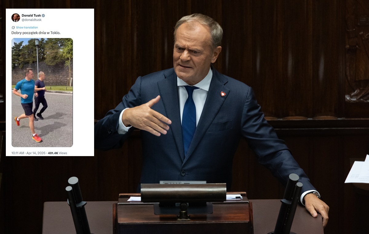 Tusk znów ociepla wizerunek? Biegał ze Szłapką w Tokio