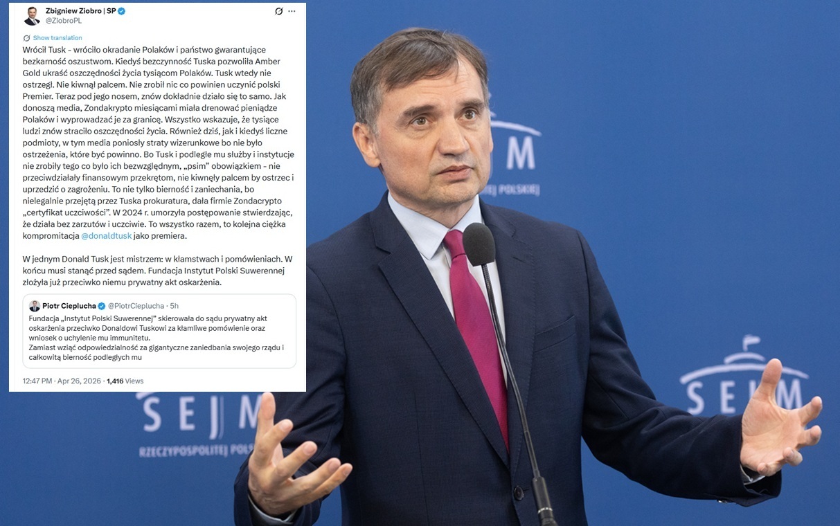 Co łączy Zondacrypto i Amber Gold? Mocny wpis Ziobry!