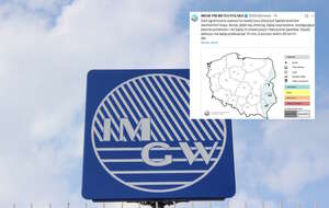 Tablica IMGW oraz wpis IMGW (screen z X) / autor: Fratria/X-IMGW (screen)