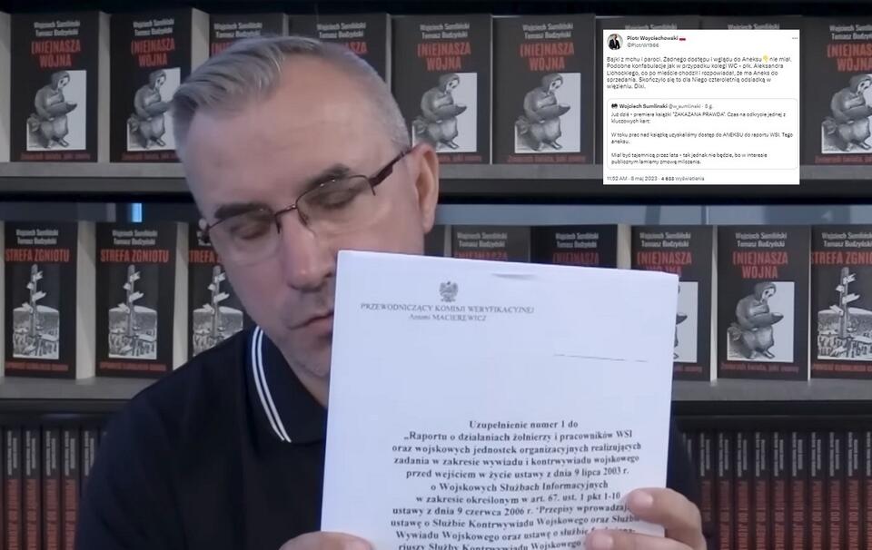 Sumliński twierdzi, że dotarł do aneksu do raportu WSI / autor: Youtube: @WojciechSumlinskiWSR