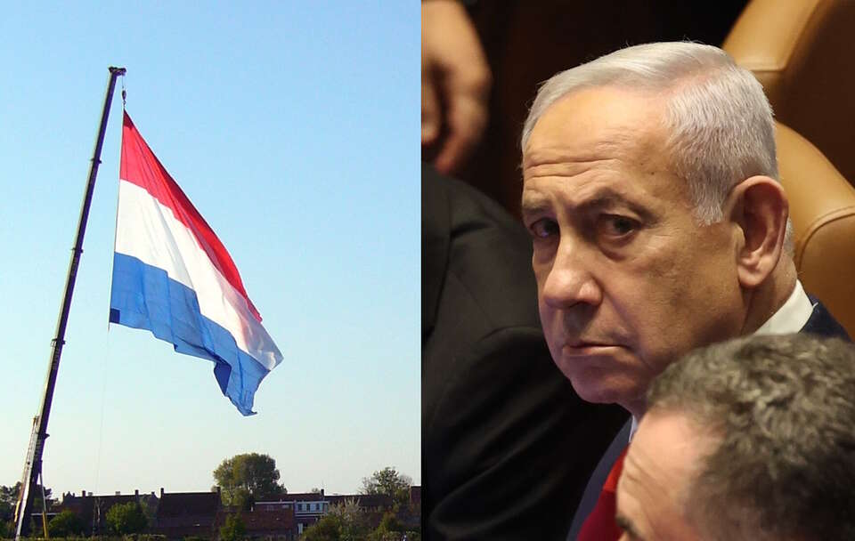 Flaga Holandii, Benjamin Netanjahu / autor: PAP/EPA/ABIR SULTAN/wikimedia.commons: David van der Mark from Holland / The Netherlands - Kraanvlag Uploaded by Smooth_O/https://creativecommons.org/licenses/by-sa/2.0/
