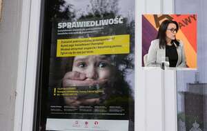 Plakat informacyjny FS/Karolina Święcicka w studiu Telewizji wPolsce24 / autor: Fratria/YT: wPolsce24