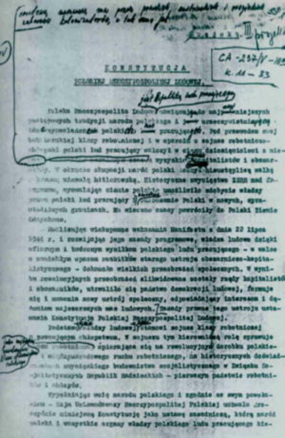 Konstytucja PRL z poprawkami Stalina naniesionymi przez Bieruta