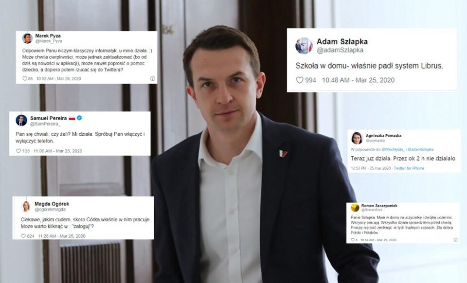 Poseł PO-KO Adam Szłapka, lider Nowoczesnej i rzecznik sztabu M. Kidawy-Błońskiej / autor: PAP/Leszek Szymański; Twitter