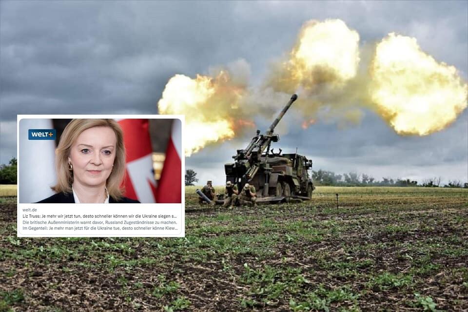 W tle zdjęcie ilustracyjne - zachodnia artyleria na polu bitwy w Donbasie / autor: Facebook/Генеральний штаб ЗСУ / General Staff of the Armed Forces of Ukraine;Twitter/Die Welt