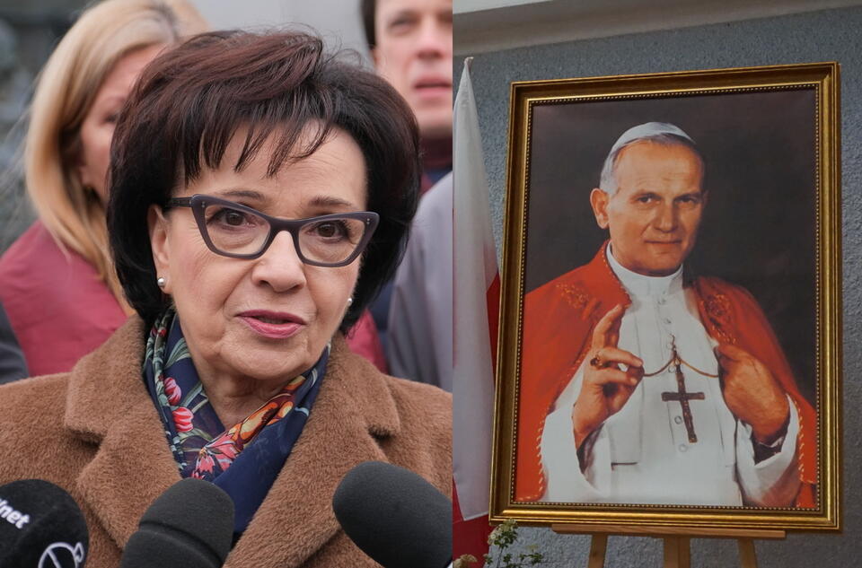 Elżbieta Witek, portret św. Jana Pawła II / autor: PAP/Mateusz Marek, Fratria 
