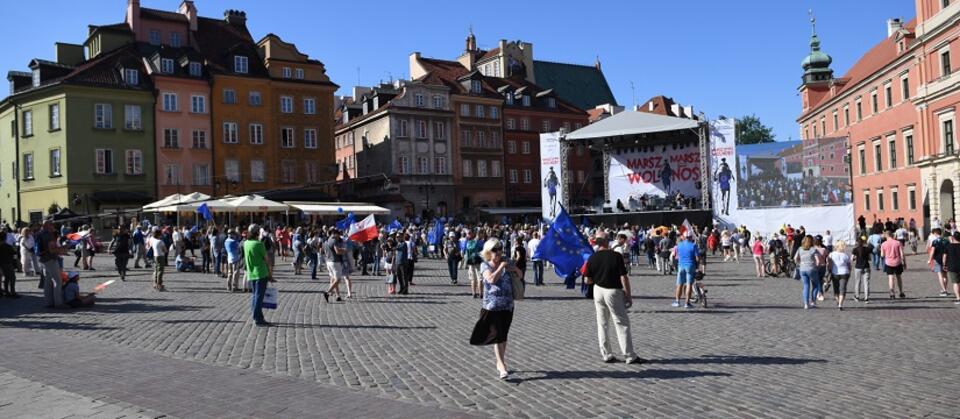 Zakończenie Marszu Wolności na pl. Zamkowym w Warszawie / autor: PAP/Radek Pietruszka