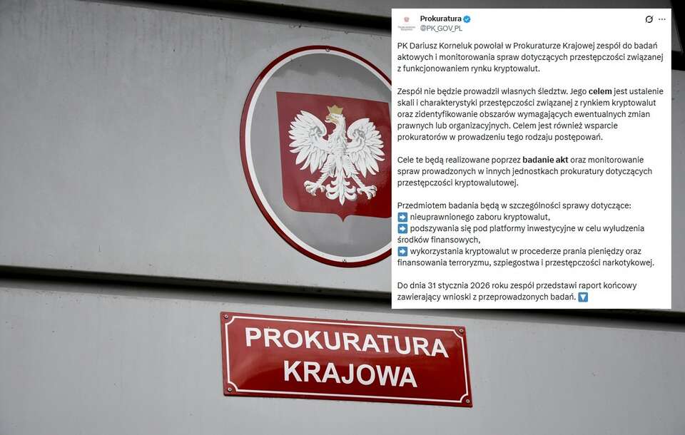 Korneluk powołał w Prokuraturze Krajowej zespół do badań aktowych i monitorowania spraw dotyczących przestępczości związanej z funkcjonowaniem rynku kryptowalut / autor: Fratria