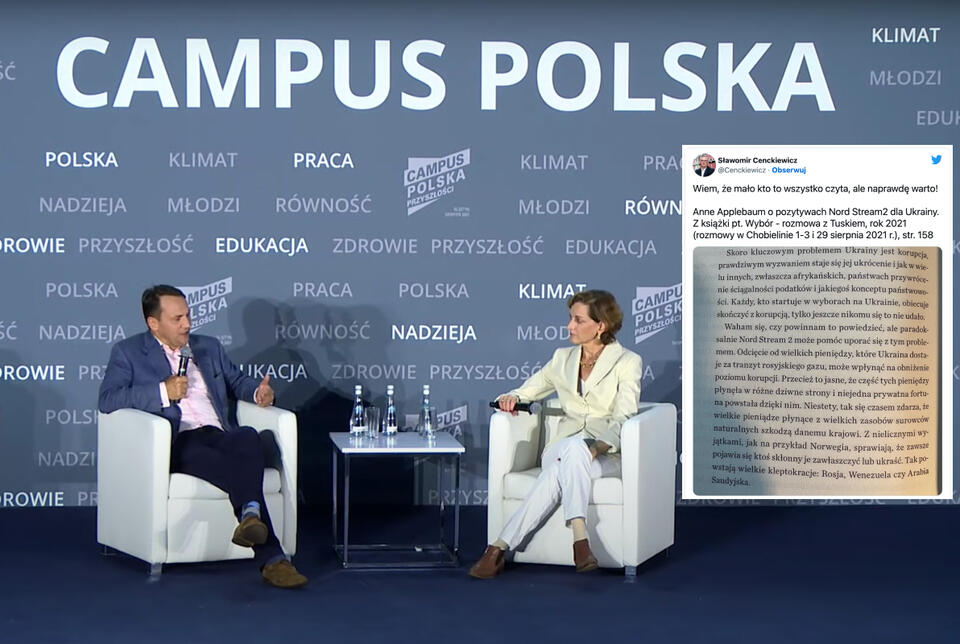 Radosław Sikorski i Anne Applebaum / autor: YouTube/Campus Polska Przyszłości