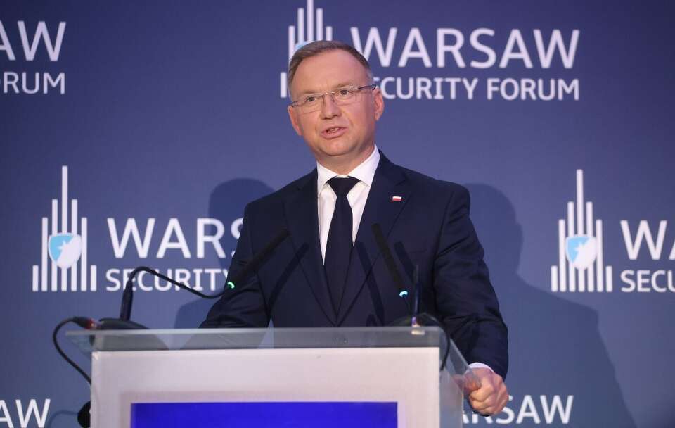 Wystąpienie prezydenta Andrzeja Dudy podczas Warsaw Security Forum / autor: PAP/Albert Zawada