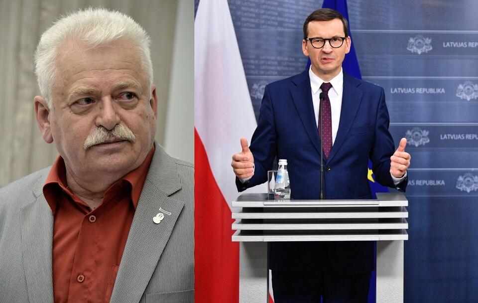 Prof. Romuald Szeremietiew/Premier Mateusz Morawiecki / autor: Adrian Grycuk/commons.wikimedia.org/CC BY-SA 3.0 pl/PAP/Radek Pietruszka 