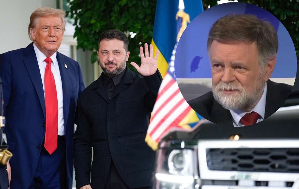 Donald Trump, Wołodymyr Zełenski, prof. Piotr Grochmalski / autor: PAP/EPA/YURI GRIPAS / POOL