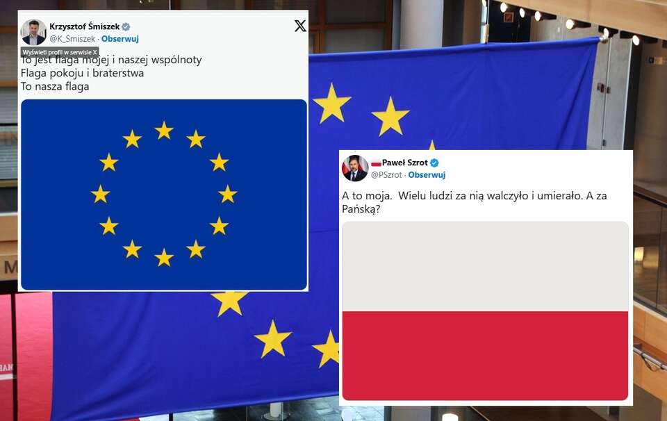 Śmiszek zachwycał się flagą UE. Dobitne riposty!