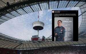 Stadion Narodowy w Warszawie oraz wpis Łączy nas piłka (screen z X) / autor: Fratria/X-Łączy nas piłka (screen)