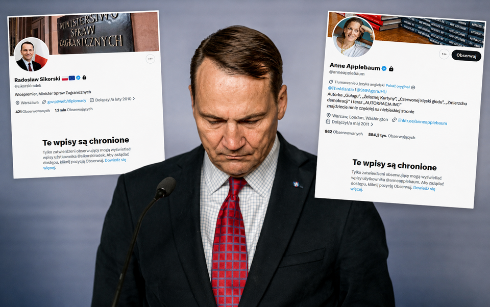 Szef MSZ Radosław Sikorski/Zrzuty ekranu z profili Sikorskiego i Applebaum / autor: Fratria/X